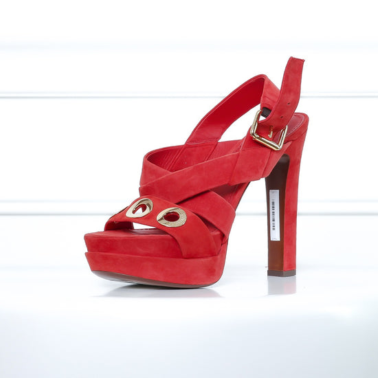 Louis Vuitton Red Golden Hour Suede Sandals Size 40 – The Closet