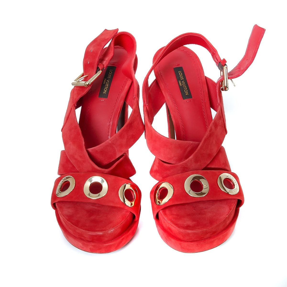 Louis Vuitton Red Golden Hour Suede Sandals Size 40-Louis Vuitton-THE CLOSET