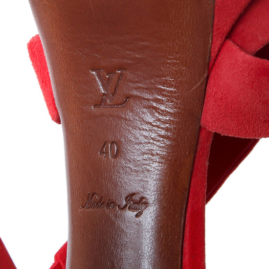 Louis Vuitton Red Golden Hour Suede Sandals Size 40