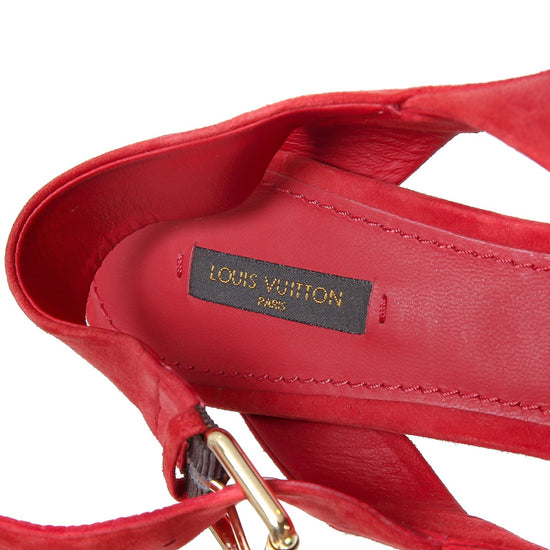 Louis Vuitton Red Golden Hour Suede Sandals Size 40
