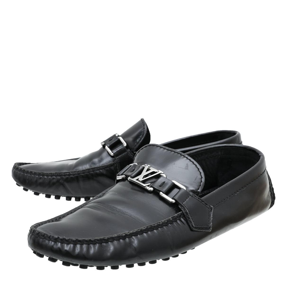 Louis Vuitton Dark Brown Damier Embossed Leather Hockenheim Slip On Loafers  Size 43.5 Louis Vuitton