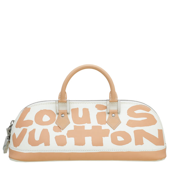 Alma graffiti leather handbag Louis Vuitton White in Leather