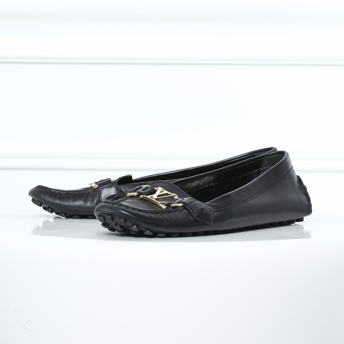 Louis Vuitton Black Initial Loafers Size 39-Louis Vuitton-THE CLOSET