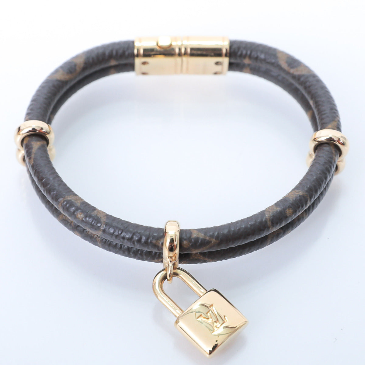 Louis Vuitton Keep It Double Leather Bracelet Eclipse/Macassar in Coated  Canvas with Silver-tone - US