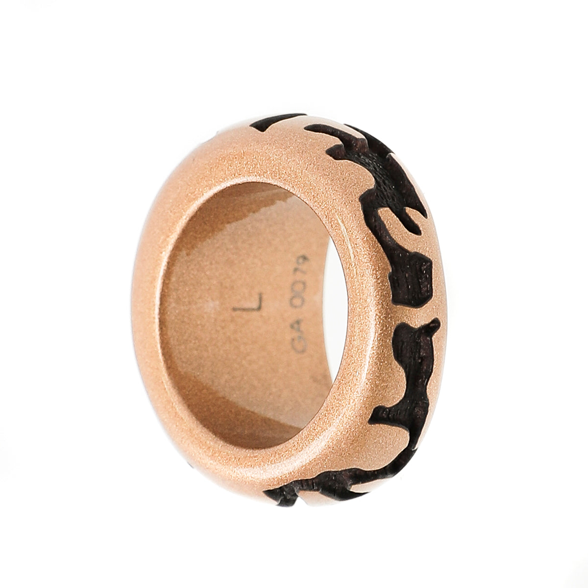Louis Vuitton Gold Brown Lacquer Wood Leomonogram Ring L