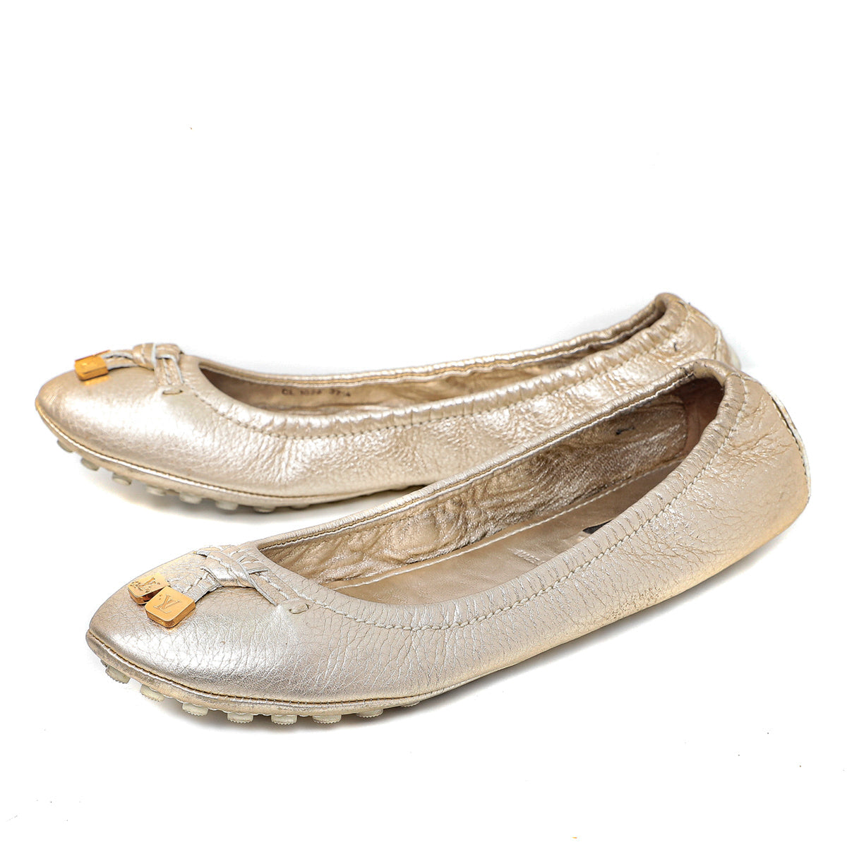 Louis Vuitton Metallic Gold Bow Ballerina Flats 37.5-Louis Vuitton-THE CLOSET
