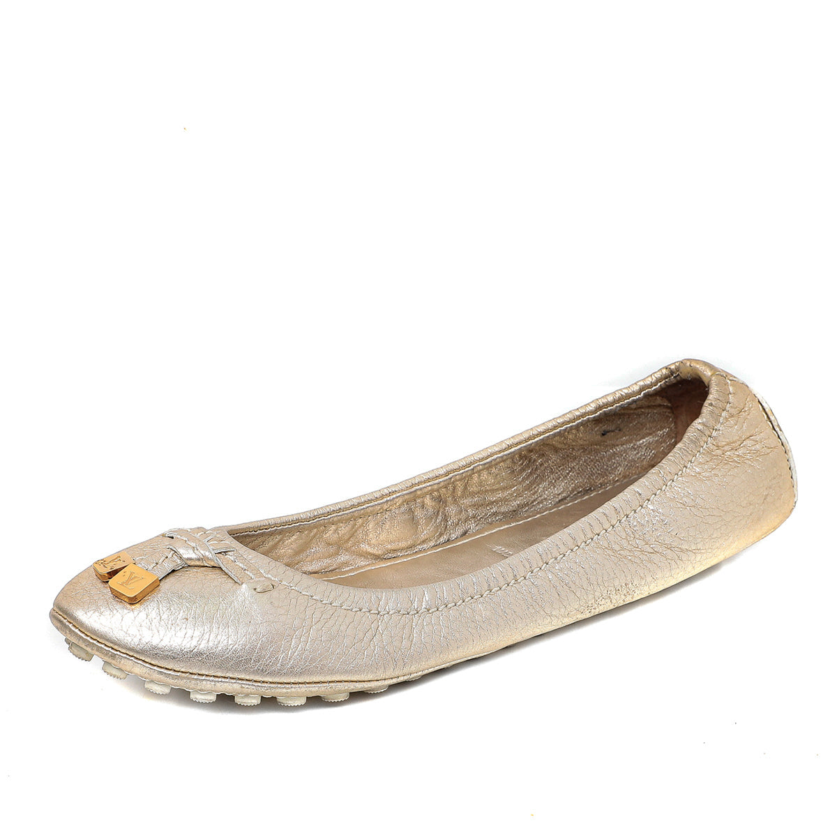 Louis Vuitton Metallic Gold Bow Ballerina Flats 37.5-Louis Vuitton-THE CLOSET