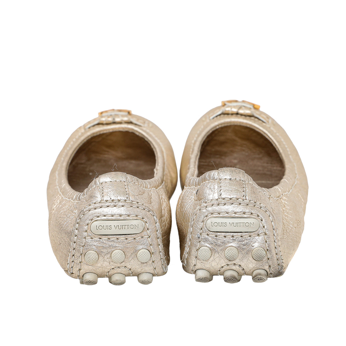 Louis Vuitton Metallic Gold Bow Ballerina Flats 37.5-Louis Vuitton-THE CLOSET