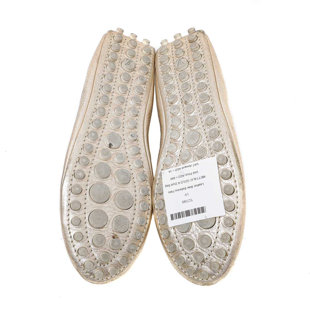 Louis Vuitton Metallic Gold Bow Ballerina Flats 37.5-Louis Vuitton-THE CLOSET