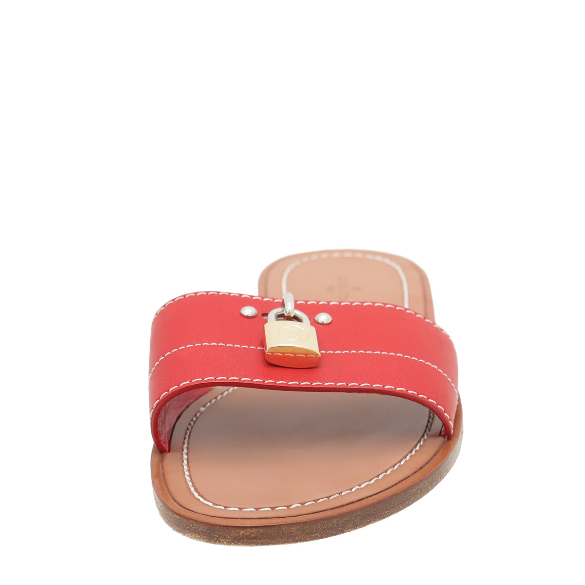 Louis Vuitton Red Lock It Flat Mules
