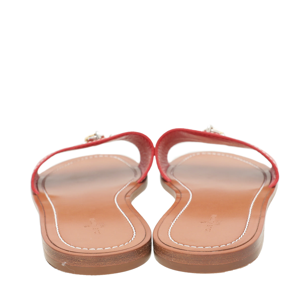 Louis Vuitton Red Lock It Flat Mules 38.5-Louis Vuitton-THE CLOSET
