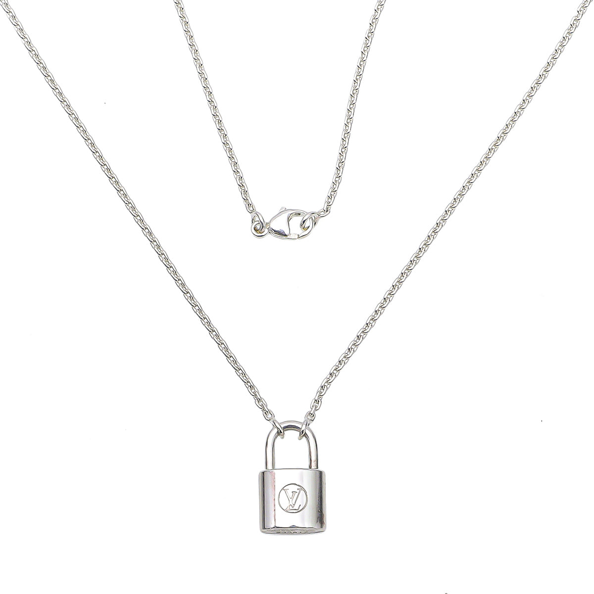 Louis Vuitton Silver Lockit Pendant Necklace-Louis Vuitton-THE CLOSET