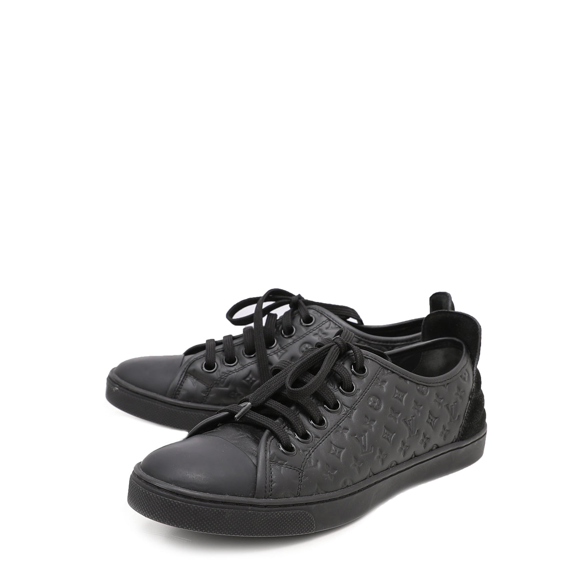 Louis Vuitton Black Monogram Suede Low Top Punchy Sneakers 37.5-Louis Vuitton-THE CLOSET