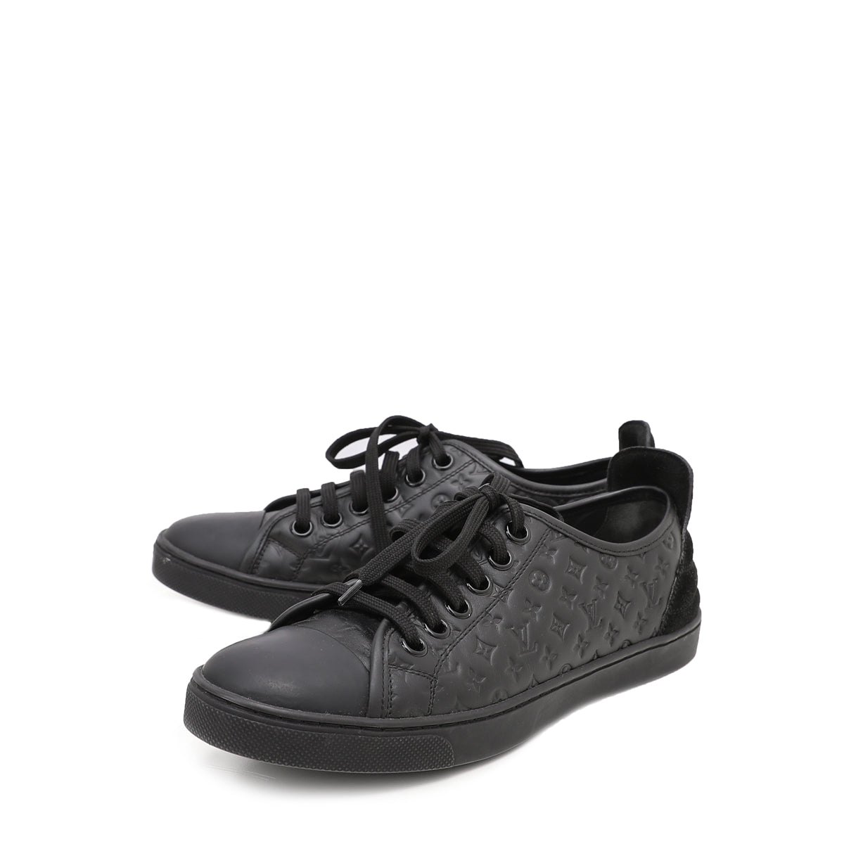 Louis Vuitton Black Monogram Suede Low Top Punchy Sneakers 37.5 – The Closet