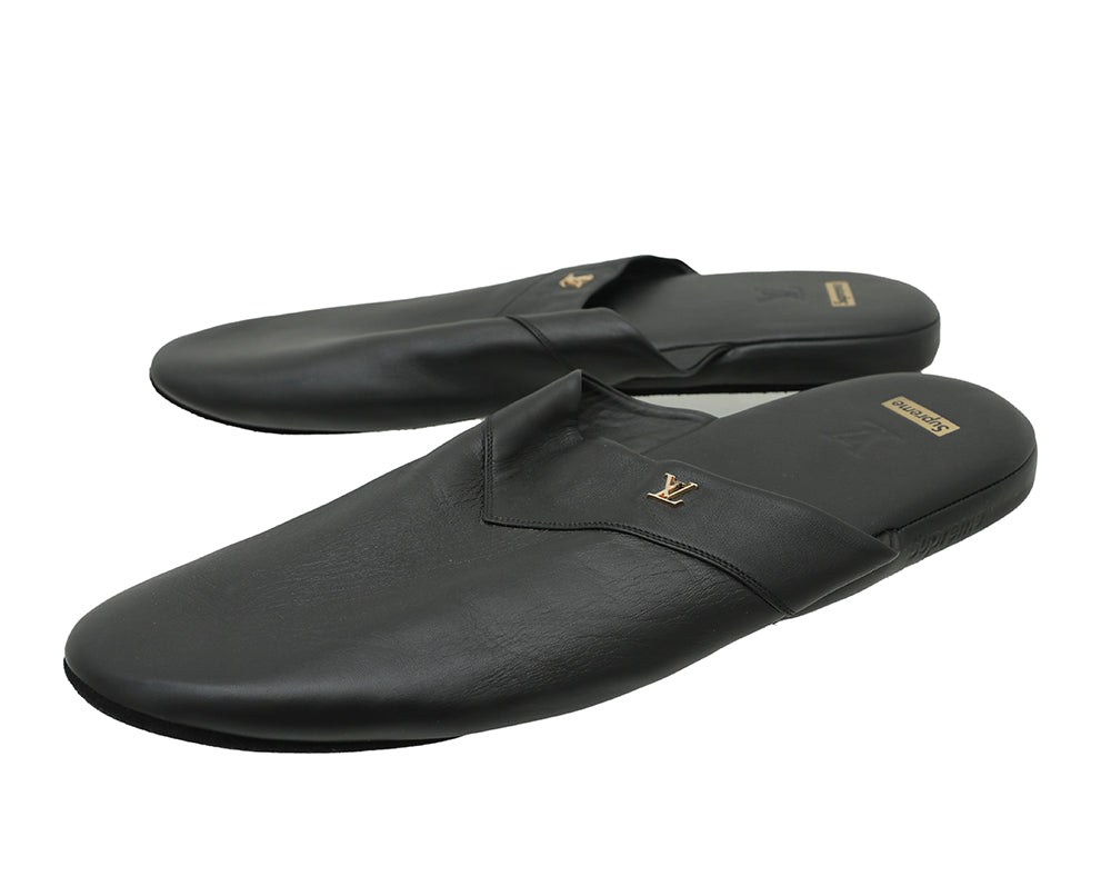 Louis Vuitton Black X Supreme High Slippers 8-Louis Vuitton-THE CLOSET