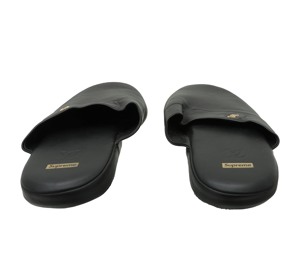 Louis Vuitton Black X Supreme High Slippers 8-Louis Vuitton-THE CLOSET