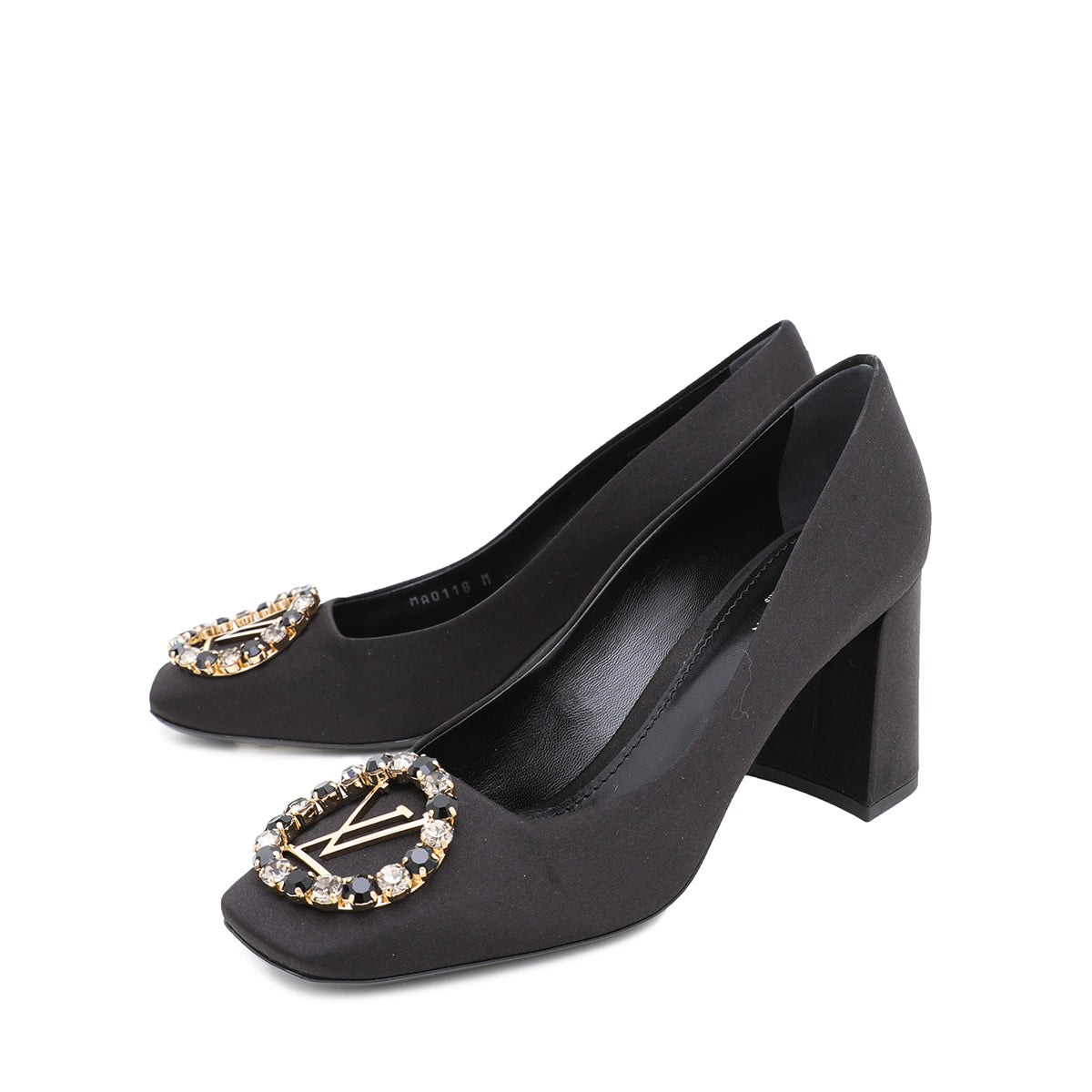 Louis Vuitton Noir Satin Madeleine Pump 38-Louis Vuitton-THE CLOSET