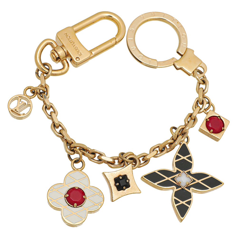 Louis Vuitton Gold Plated Malletage Flowers Bag Charm Key Holder-Louis Vuitton-THE CLOSET