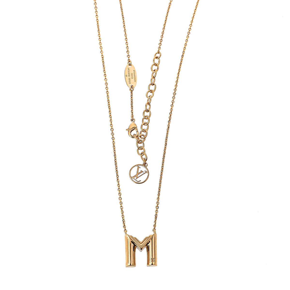 Louis Vuitton Gold Tone ME Letter M Pendant Necklace-Louis Vuitton-THE CLOSET
