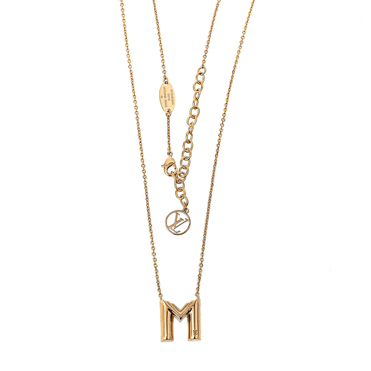 Louis Vuitton Gold Tone ME Letter M Pendant Necklace