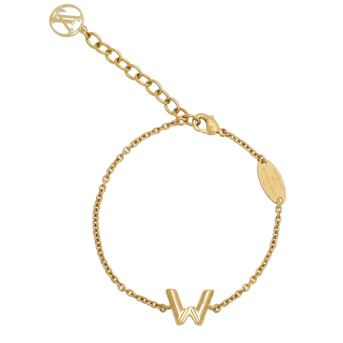 Louis Vuitton LV & Me Bracelet, Letter E, Gold, One Size