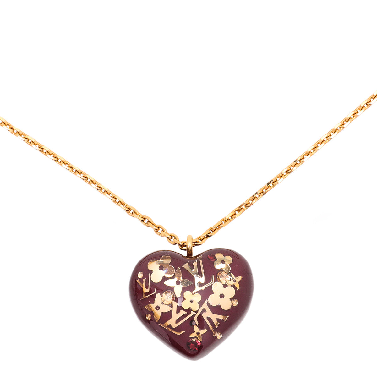 Louis Vuitton Purple Monogram Inclusion Heart Pendant Necklace