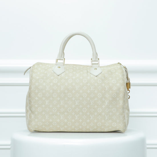 Louis Vuitton Off White Mini Lin Speedy 30 Bag