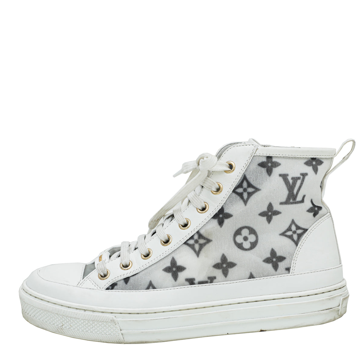 Lv Louis Vuitton Patent Monogram Calfskin Stellar Sneaker Boot 36