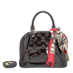 Louis Vuitton Amarante Monogram Vernis Alma BB Bag W- Twilly