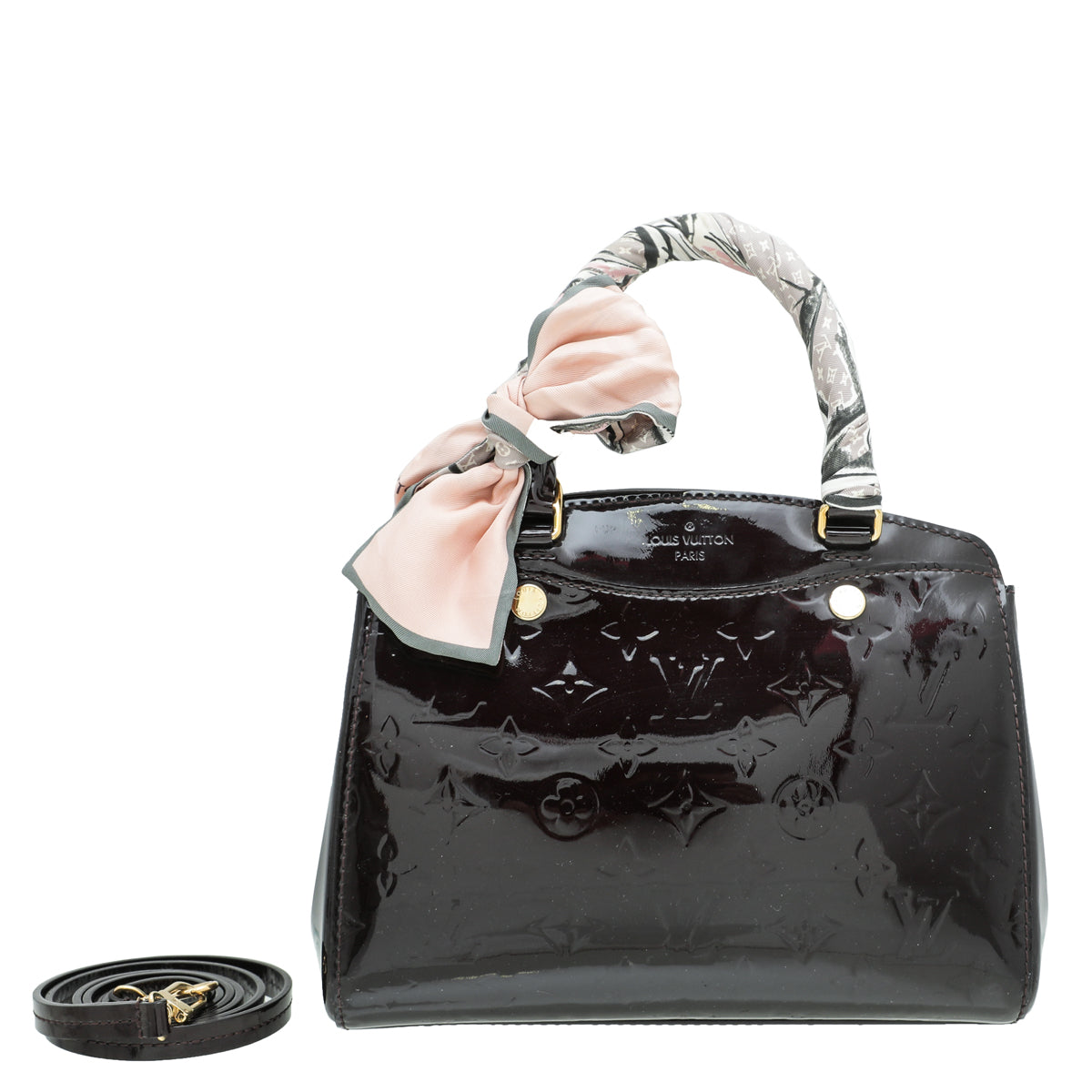 Louis Vuitton Amarante Monogram Vernis Brea NM PM Bag W- Twilly-Louis Vuitton-THE CLOSET