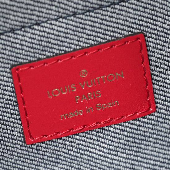 LOUIS VUITTON Denim Damier Monogram Patchwork Palm Springs Backpack Mini  Blue Rouge 490527