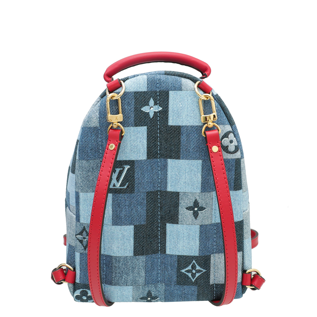 Louis Vuitton Palm Springs Mini Denim Monogram Check Blue/Red in Denim  Canvas/Cowhide Leather with Gold-tone - US