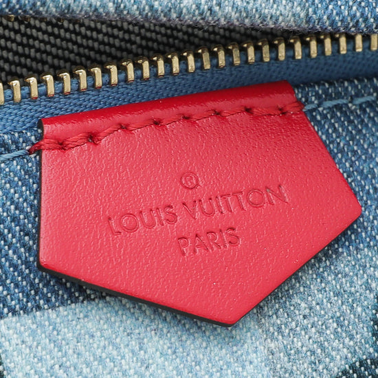 Louis Vuitton Palm Springs Mini Denim Monogram Check Blue/Red in