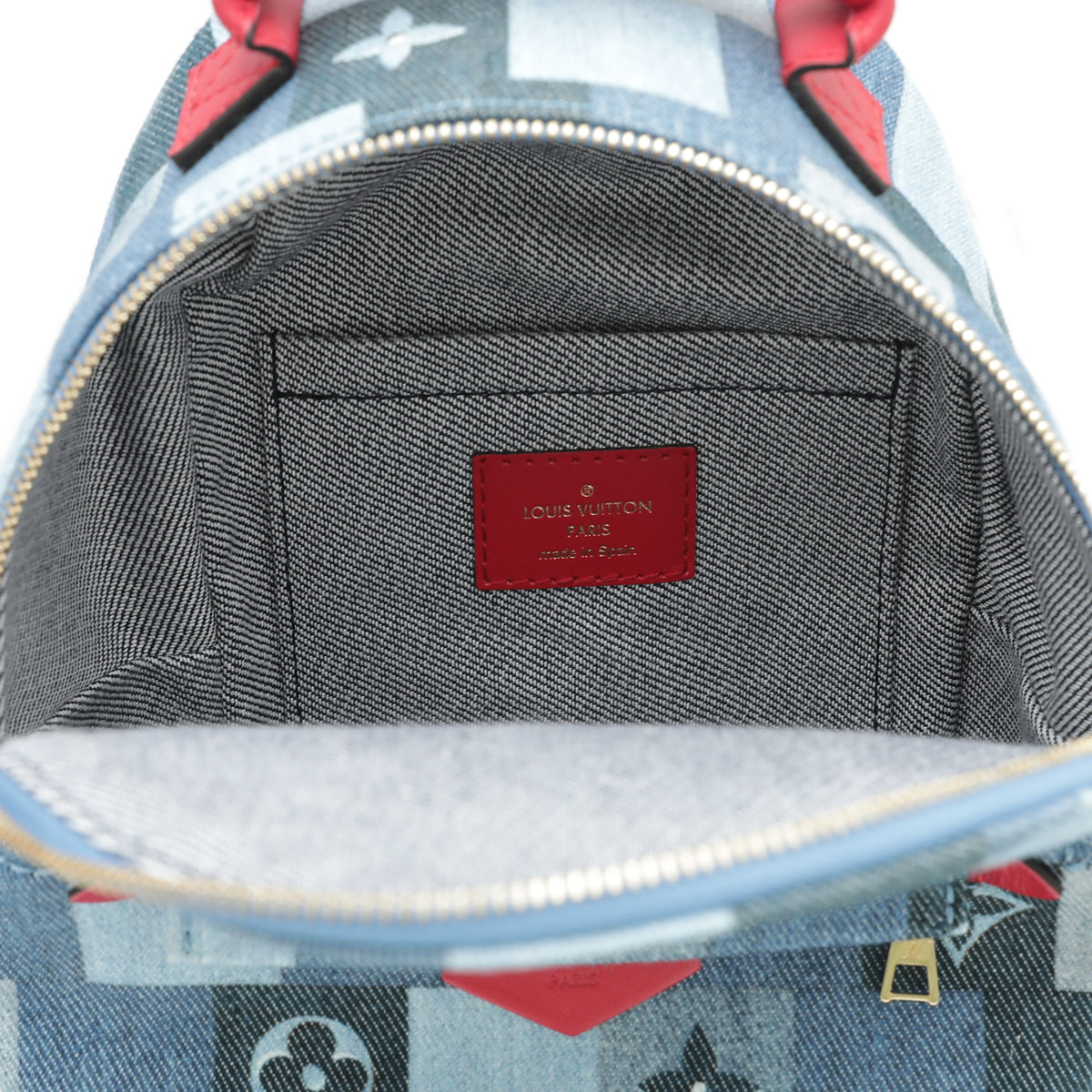 Louis Vuitton Monogram Denim Blue Patchwork Palm Springs Mini Bag-Louis Vuitton-THE CLOSET