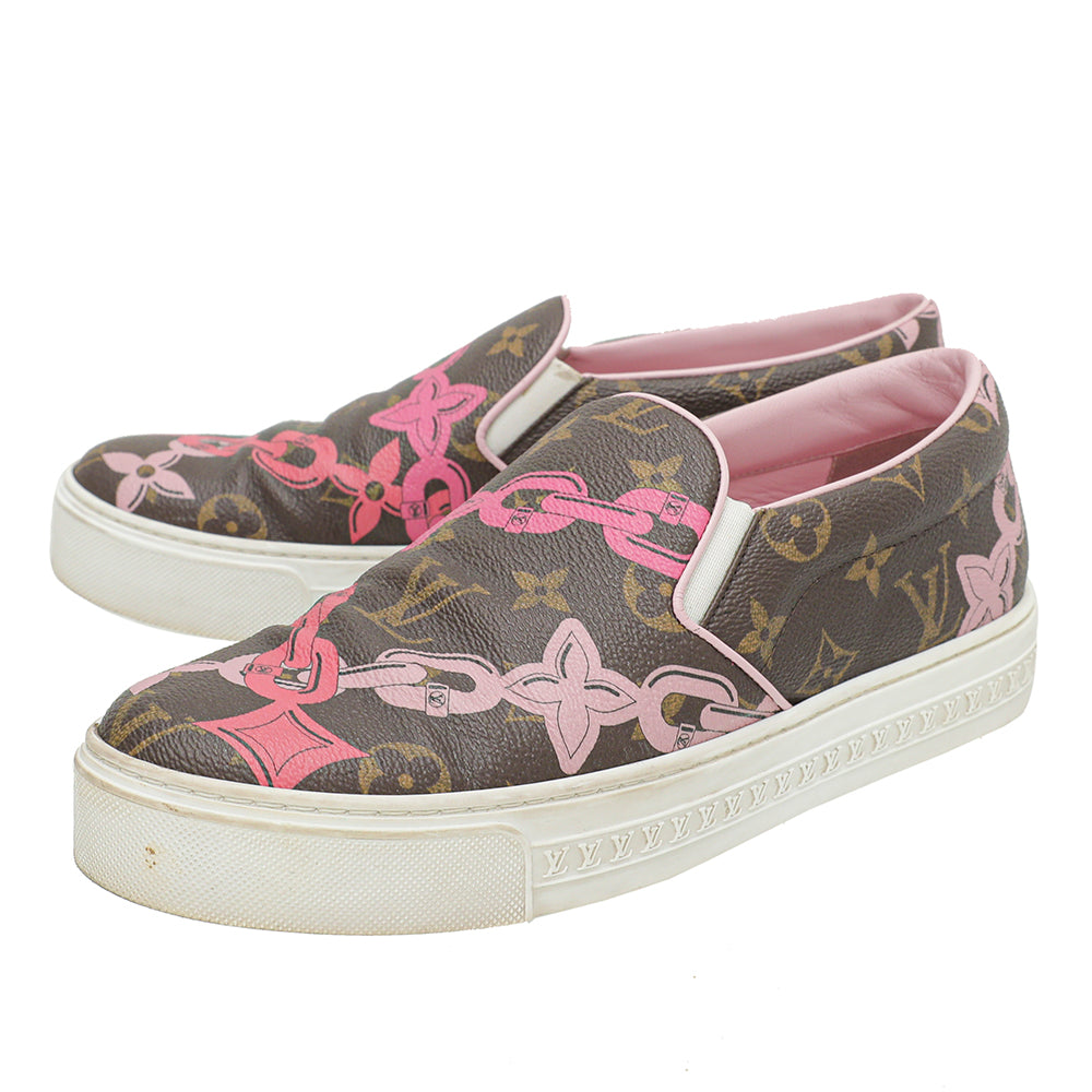 Louis Vuitton Monogram Bay Flower Slip On Sneakers 39-Louis Vuitton-THE CLOSET