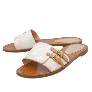 Louis Vuitton Peach Monogram By The Pool Lock It Flat Mule 37