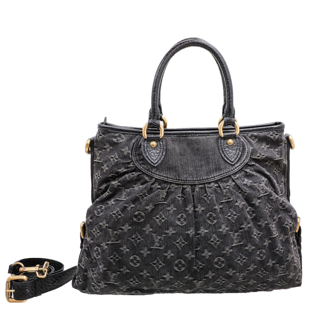 Louis Vuitton Black Monogram Denim Neo Cabby GM Bag with Charm Louis Vuitton
