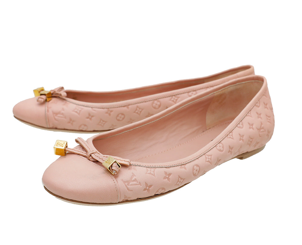 Louis Vuitton Pink Monogram Empreinte Debbie Ballerina 39-Louis Vuitton-THE CLOSET
