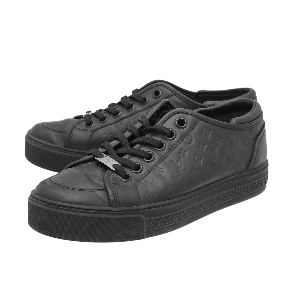 Louis Vuitton Black Monogram Empreinte Low Top Sneakers 37.5-Louis Vuitton-THE CLOSET