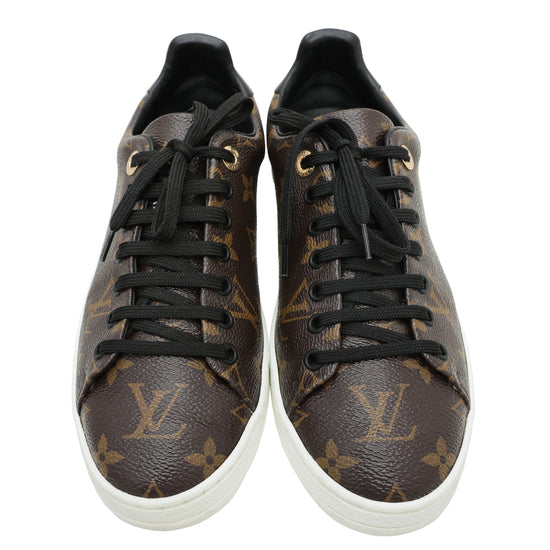 Louis Vuitton Brown Canvas and Patent Leather Frontrow Sneakers