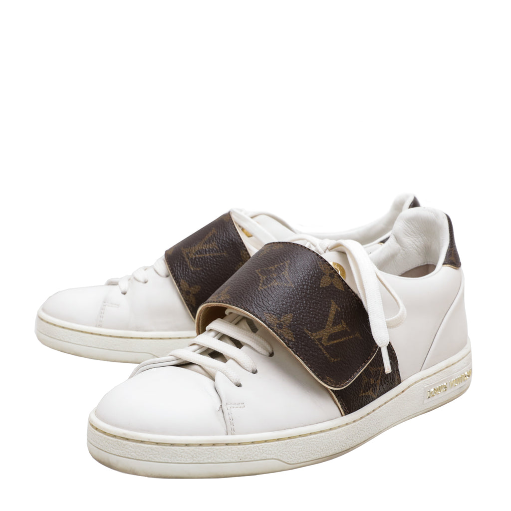 LOUIS VUITTON Calfskin Monogram Frontrow Sneaker 35 White | FASHIONPHILE