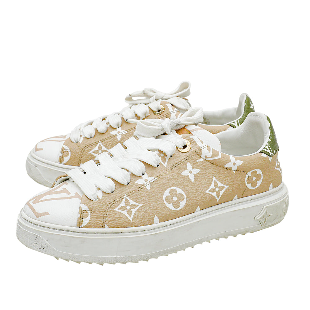 Louis Vuitton Bicolor Monogram Giant Time Out Sneakers 37-Louis Vuitton-THE CLOSET