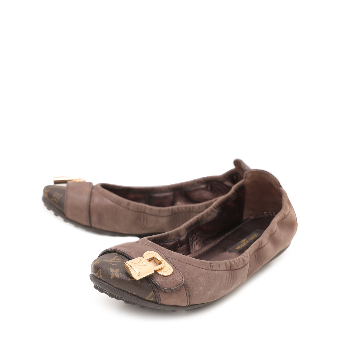 Louis Vuitton Brown Monogram Iridescent Lucky Ballerina Flats 35-Louis Vuitton-THE CLOSET