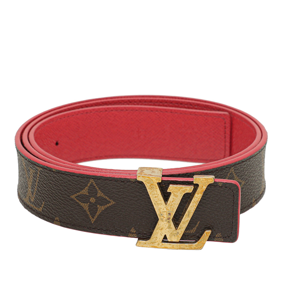 Louis Vuitton Red Monogram LV Initiales Reversible Belt 34