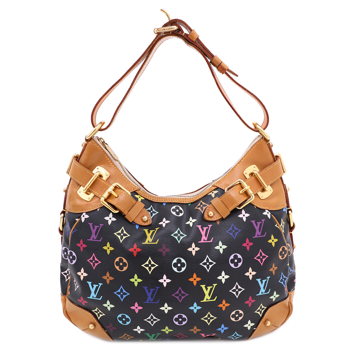 Louis Vuitton, Bags, Louis Vuitton Monogram Multicolor Greta Large  Shoulder Bag Hobo Tote Black