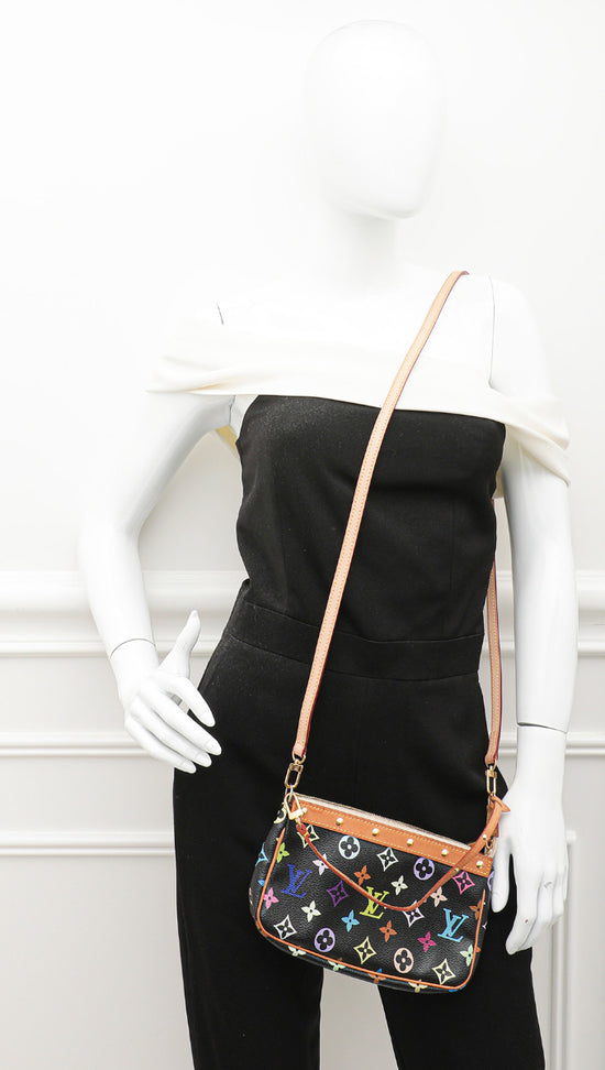 Louis Vuitton Black Monogram Multicolor Pochette Accessories Bag