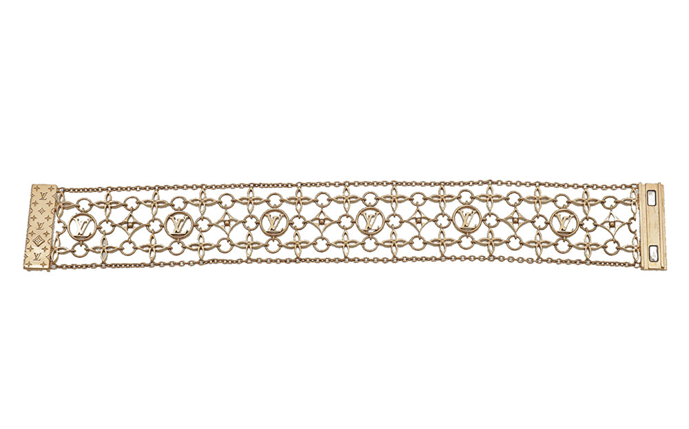 Louis Vuitton Gold Monogram Philigram Mesh Bracelet-Louis Vuitton-THE CLOSET