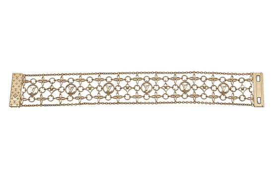 Louis Vuitton Gold Monogram Philigram Mesh Bracelet – The Closet