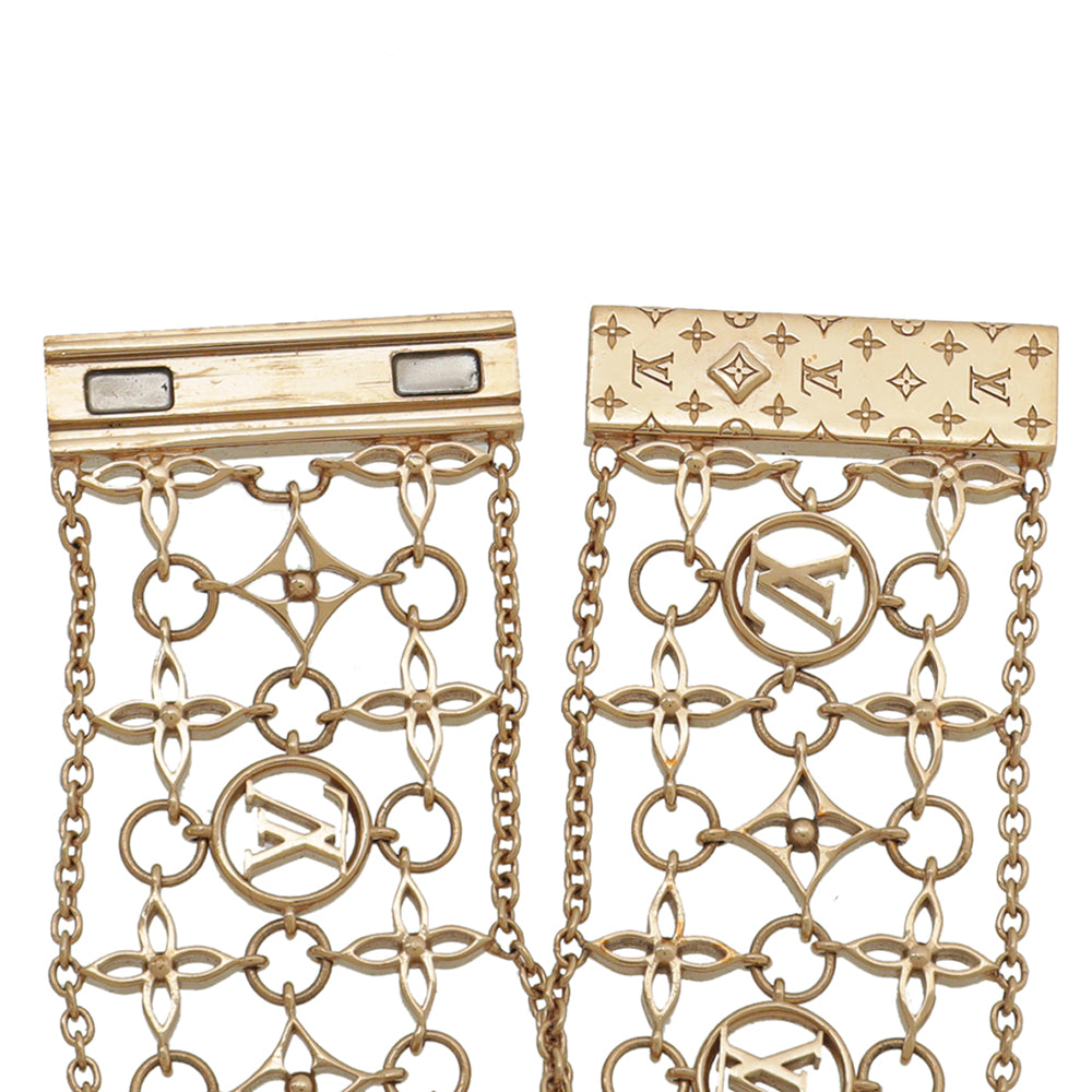 Louis Vuitton Gold Monogram Philigram Mesh Bracelet-Louis Vuitton-THE CLOSET