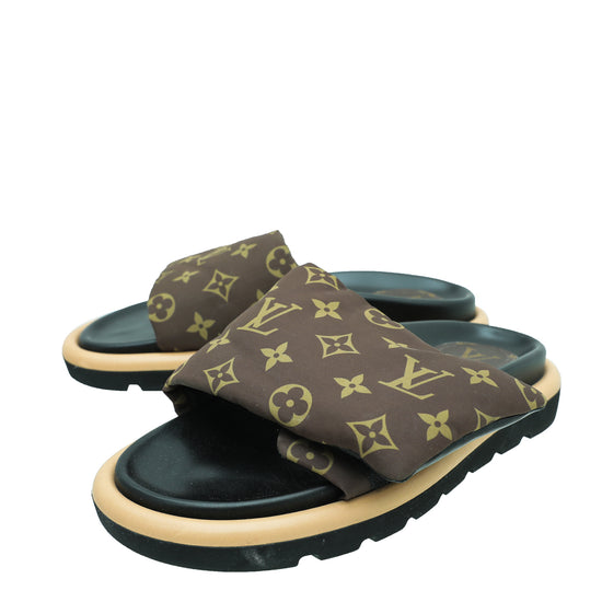 Louis Vuitton Cacao Brown Leather Monogram Pool Pillow Comfort Mules - US  7.5